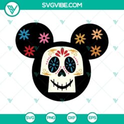 Sugar Skull Mickey head SVG files and Coco Disney SVG image, perfect for Day of the Dead celebrations.