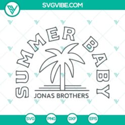 Jonas Brothers Summer Baby SVG with Palm Tree design, The Album PNG file for download, tropical themed image.