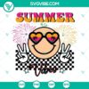 Summer vibes retro smiley face SVG with beach vacation theme, perfect for digital download.