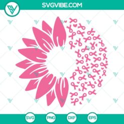 Sunflower Breast Cancer SVG Image, Sunflower Pink Ribbon SVG Image PNG DXF