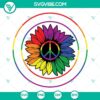 Sunflower LGBT SVG with peace symbol, LGBTQ pride colors. Ideal for LGBTQ community projects.