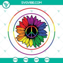 Sunflower LGBT SVG with peace symbol, LGBTQ pride colors. Ideal for LGBTQ community projects.