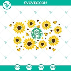 Sunflower Starbucks Wrap SVG design for Venti cup. Vibrant sunflower pattern SVG download for crafting.