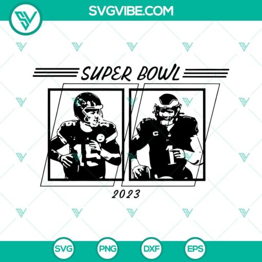 Super Bowl 2023 SVG files featuring Chiefs vs Eagles, ideal for Sunday football crafts and projects. Download now.