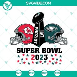 Super Bowl 2023 SVG file featuring Kansas City Chiefs vs Philadelphia Eagles design on a digital product.