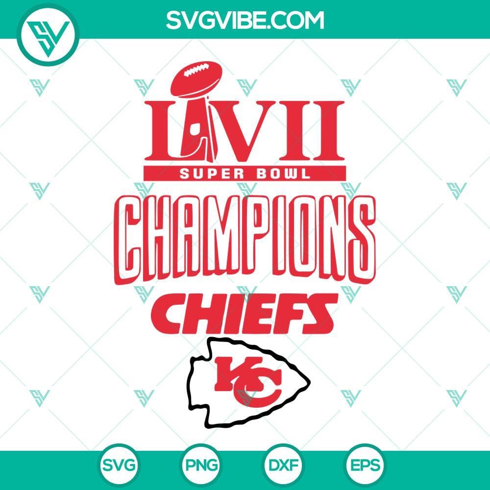 Super Bowl LVII Champions Kansas City Chiefs SVG PNG DXF EPS Cricut Kansas City Chiefs Super Bowl LVII Champions SVG design for download in PNG, DXF, and EPS formats.