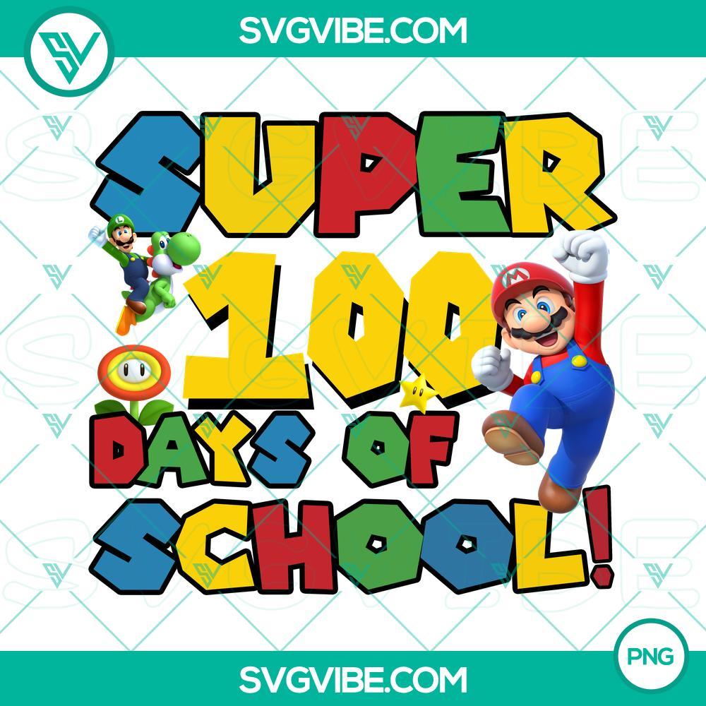 Super Mario 100 Days Of School Png, 100th Day of School Png, Super Mario Bros Back To School Png Super Mario themed 100th Day of School PNG design, perfect for back to school projects.
