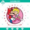 Super Mario and Princess Peach SVG love heart files, ideal for crafts, gaming enthusiasts, and themed designs. Perfect for Valentine's Day projects.