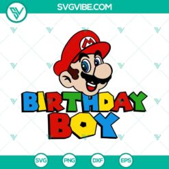 Super Mario birthday SVG with Mario & Toad, perfect for party decor. Includes PNG, EPS, and DXF files.