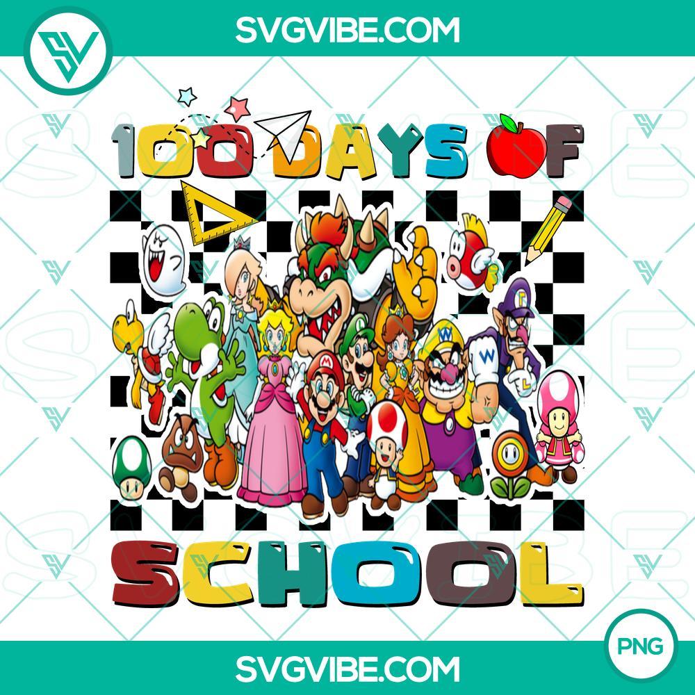 Super Mario Bros 100 Days Of School PNG Download Designs For Shirts Super Mario Bros themed 100 days of school PNG download design for shirts, featuring playful characters and fun typography.