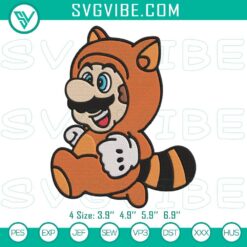 Super Mario Bros Fox Embroidery File, Mario Character Embroidery Pattern