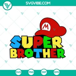 Super Mario Bros SVG design featuring iconic characters Mario and Luigi. Includes PNG, EPS, DXF files for download.