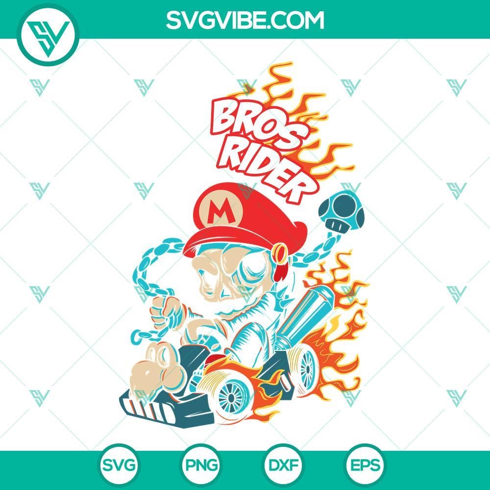 Super Mario Ghost Rider SVG, Super Mario Bros SVG PNG DXF EPS Cricut Super Mario Ghost Rider design with SVG, Super Mario Bros files in PNG, DXF, EPS formats for digital use.