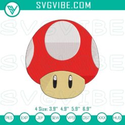 Super Mario mushroom embroidery file with gaming embroidery pattern, perfect for gamers, DIY projects.