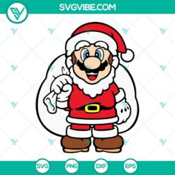 Super Mario Santa Claus SVG and Christmas themed Nitendo character design in various file formats.