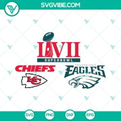 Superbowl LVII 2023 Chiefs Eagles SVG images in PNG, DXF, EPS format for Cricut crafting.