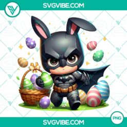 Superhero Easter Bunny and Bat Man Easter Eggs PNG design for Easter festivities.