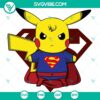 Superman Pikachu Pokémon SVG ideal for Cricut, includes PNG, DXF, and EPS formats for crafting projects.