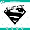 Supermom SVG files with PNG, DXF, and EPS formats for Cricut and Silhouette cutting machines, featuring various design options.
