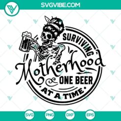 Beer themed skull SVG file for mom humor, with PNG, DXF, and EPS formats for crafting.
