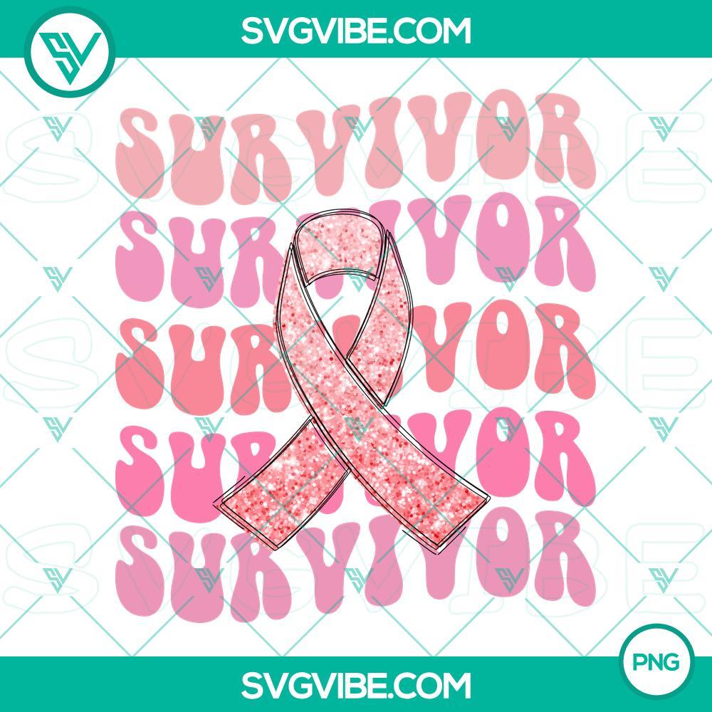 Survivor Pink Glitter Ribbon PNG File, Survivor breast cancer ribbon PNG File Download Files Pink glitter survivor breast cancer ribbon PNG file for download.