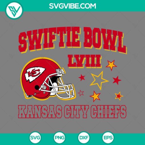 Swiftie Bowl LVIII Kansas City Chiefs Super Bowl 2024 SVG PNG EPS DXF files for crafting, digital downloads.