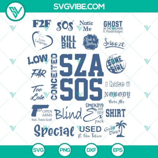 SZA Sos album cover SVG featuring trending music singer design, perfect for SVG download.