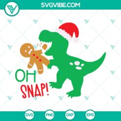 Christmas T Rex dinosaur SVG featuring a T Rex eating a gingerbread man, cute holiday design for crafting projects.