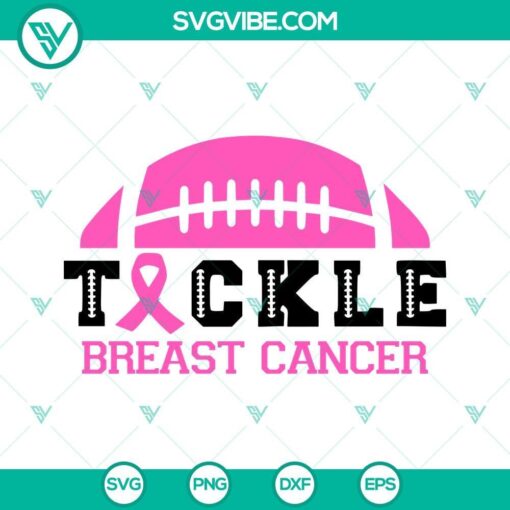 Breast Cancer Awareness SVG Download with ribbon and text "Tackle Breast Cancer", Cancer theme SVG files for crafting.