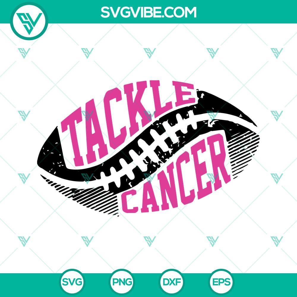 Tackle Breast Cancer SVG PNG DXF EPS Cut Files For Cricut Silhouette Breast cancer awareness ribbon SVG design for Cricut - PNG, DXF, EPS cut files download.