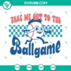 Baseball themed SVG image with "Take Me Out To The Ballgame" text, designed for baseball moms. Great for crafting projects.