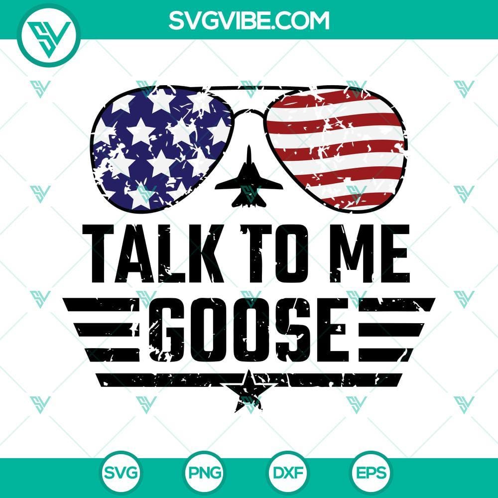 Talk To Me Goose SVG, Top Gun Maverick SVG, American Flag Sunglasses SVG Talk To Me Goose SVG Download representing Top Gun Maverick with American Flag design for digital use.