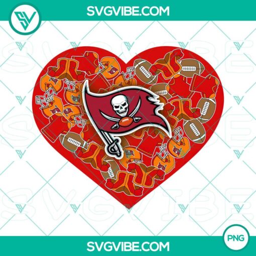 Tampa Bay Buccaneers Valentine heart PNG designs with team logo, perfect for NFL fans.