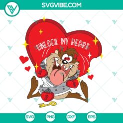 Tasmanian Devil Looney Tunes SVG file with funny Valentine design, perfect for craft projects. Unlock My Heart design included.
