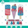 Distressed American flag ice cream SVG file with "Tastes Like Freedom" text, patriotic design for digital projects.
