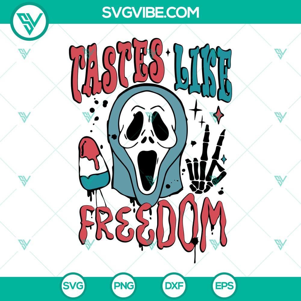 tastes-like-freedom-ghostface-svg-scream-svg-patriotic-halloween-svg-png-dxf-eps-1-mockup.jpg Patriotic Ghostface SVG download with a freedom theme, ideal for Scream fans.