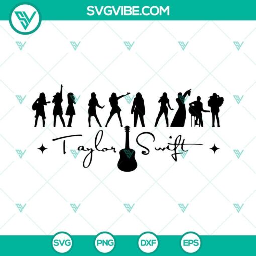 Taylor Swift Eras Tour SVG Download featuring Taylor Swift's album eras in a vector graphic format perfect for craft projects and fan merchandise.