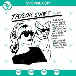 Taylor Swift with cat SVG images, karma cat SVG download, Eras Tour PNG, perfect for Swiftie fans, stylish and trendy design.