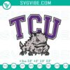 TCU Horned Frogs logo embroidery file for NCAA football, intricate and detailed design for crafts and projects.
