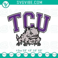 TCU Horned Frogs logo embroidery file for NCAA football, intricate and detailed design for crafts and projects.