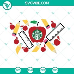 Teacher Starbucks Cups SVG File with Teacher Fuel Images, perfect for a teacher-themed project or gift.