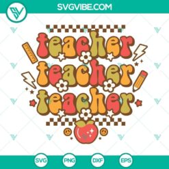 Teacher vibes SVG design with a back-to-school theme for digital products, including teacher SVG images and teacher PNG design.