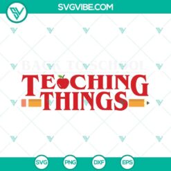 Back to school teacher SVG download, featuring teaching items like books, apple, ruler, and pencils on a digital product image. Perfect for educational projects and crafts.
