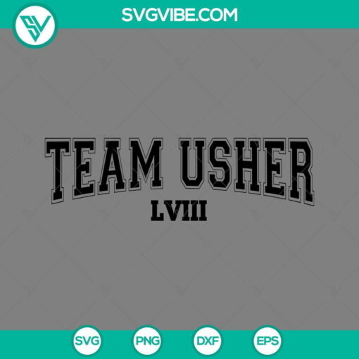 Team Usher LVIII SVG images for Usher Super Bowl 2024 Halftime Show in PNG EPS DXF file formats, depicting vibrant design elements for digital use.