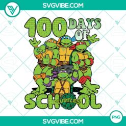 Teenage Mutant Ninja Turtles 100 Days of School PNG File - Colorful cartoon design for school celebrating 100 days, ideal for prints or crafts.