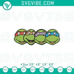 Teenage Mutant Ninja Turtles Faces embroidery designs, TMNT character file for stitching projects.