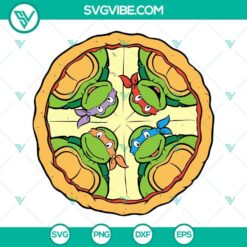 TMNT Pizza Time SVG file featuring Teenage Mutant Ninja Turtles themed design with a love for pizza, ideal for craft projects.