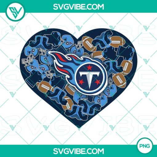 Tennessee Titans heart Valentine PNG designs for digital products with team logo and holiday theme. Great for football fans.