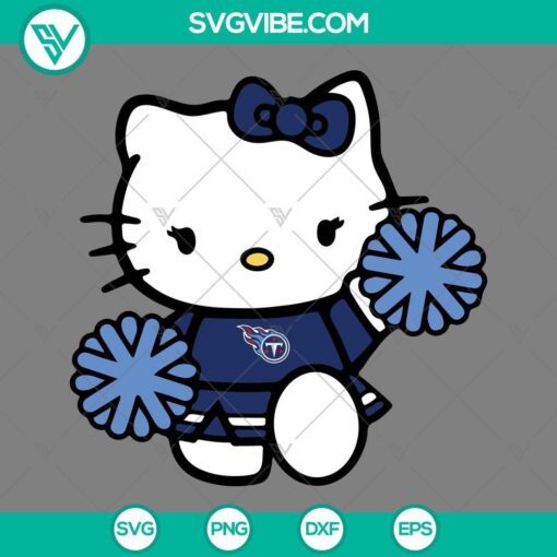 Tennessee Titans Hello Kitty Cheerleader digital cut files in SVG, PNG, DXF, EPS formats for DIY crafts and projects.