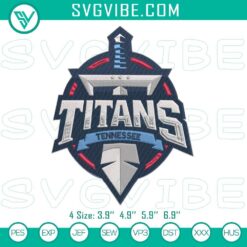 Tennessee Titans NFL football logo embroidery file, Titans team emblem for sports fans.